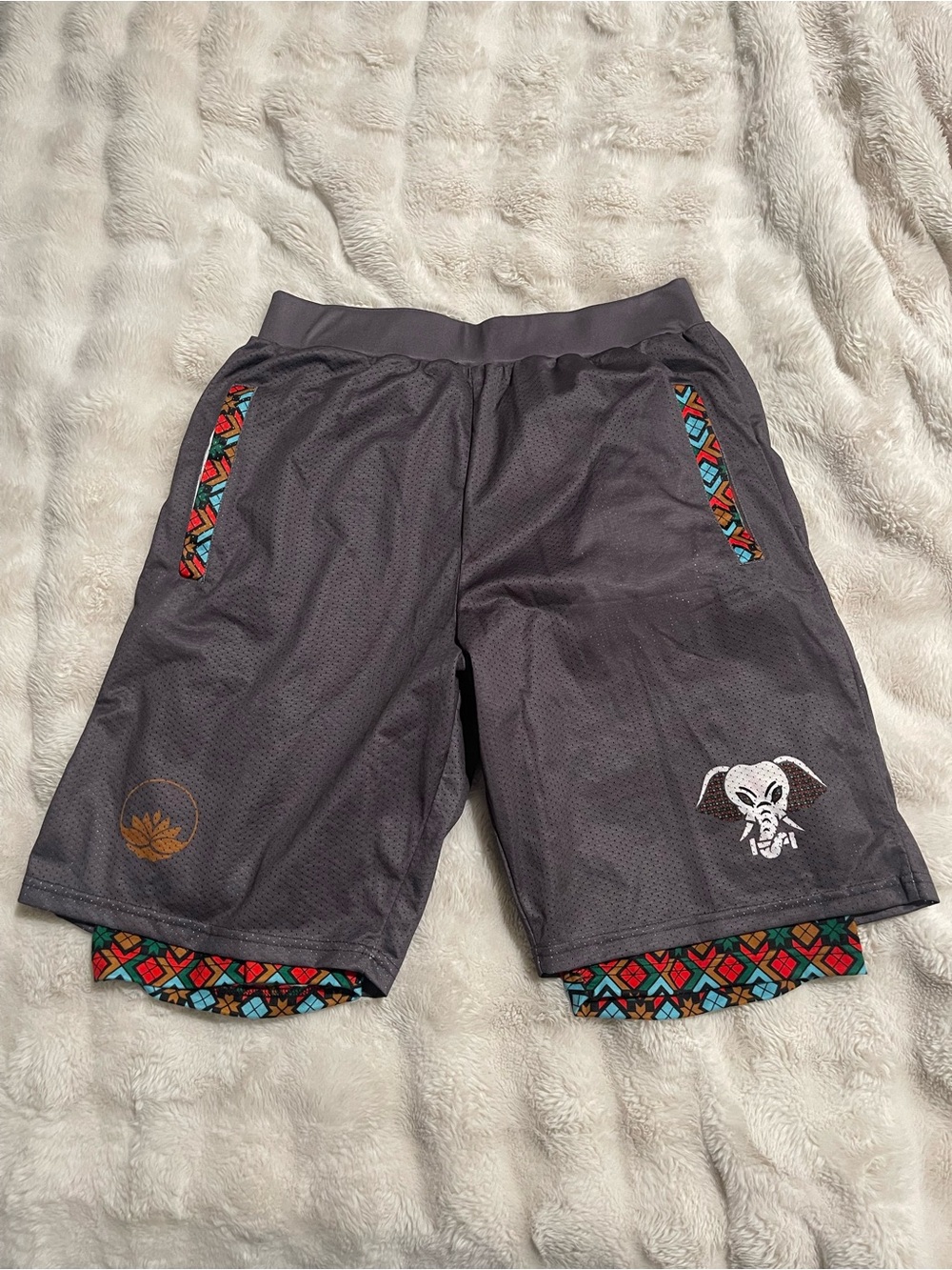 Bapu x Phulkari mesh basketball shorts